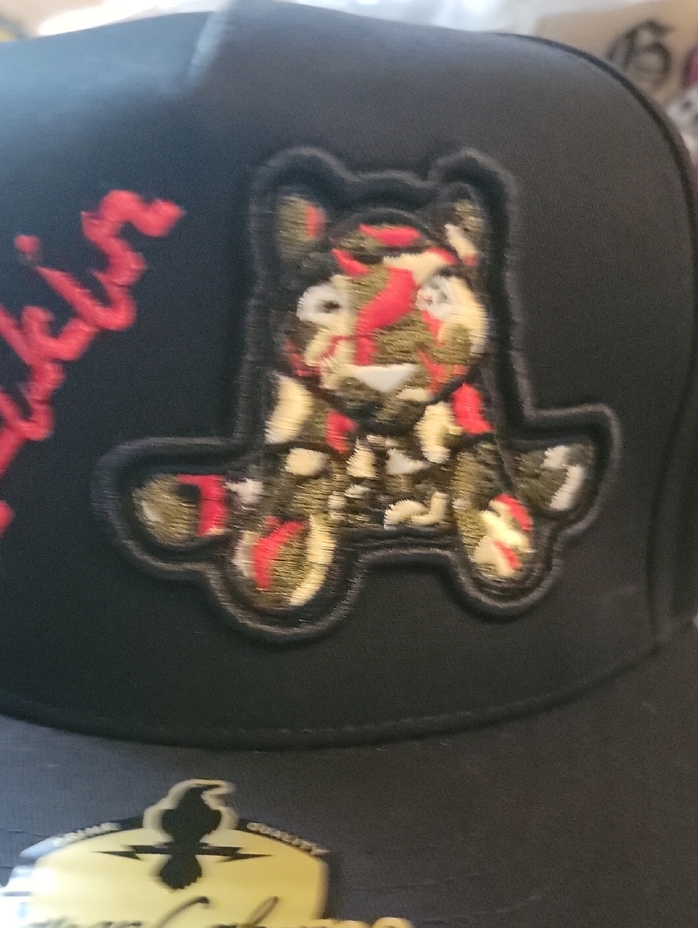 Men Black Cap with Colorful Tiger Patch